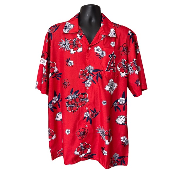 Angels Baseball Hawaiian style button down shirt size OSFM - Picture 1 of 11